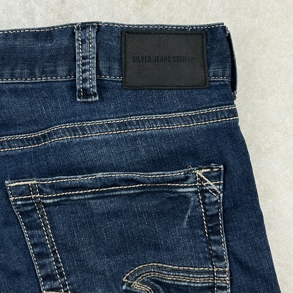 Silver Jeans Men 36x32* Eddie Straight Medium Wash Stretch Denim Faded Whiskered - Picture 6 of 15